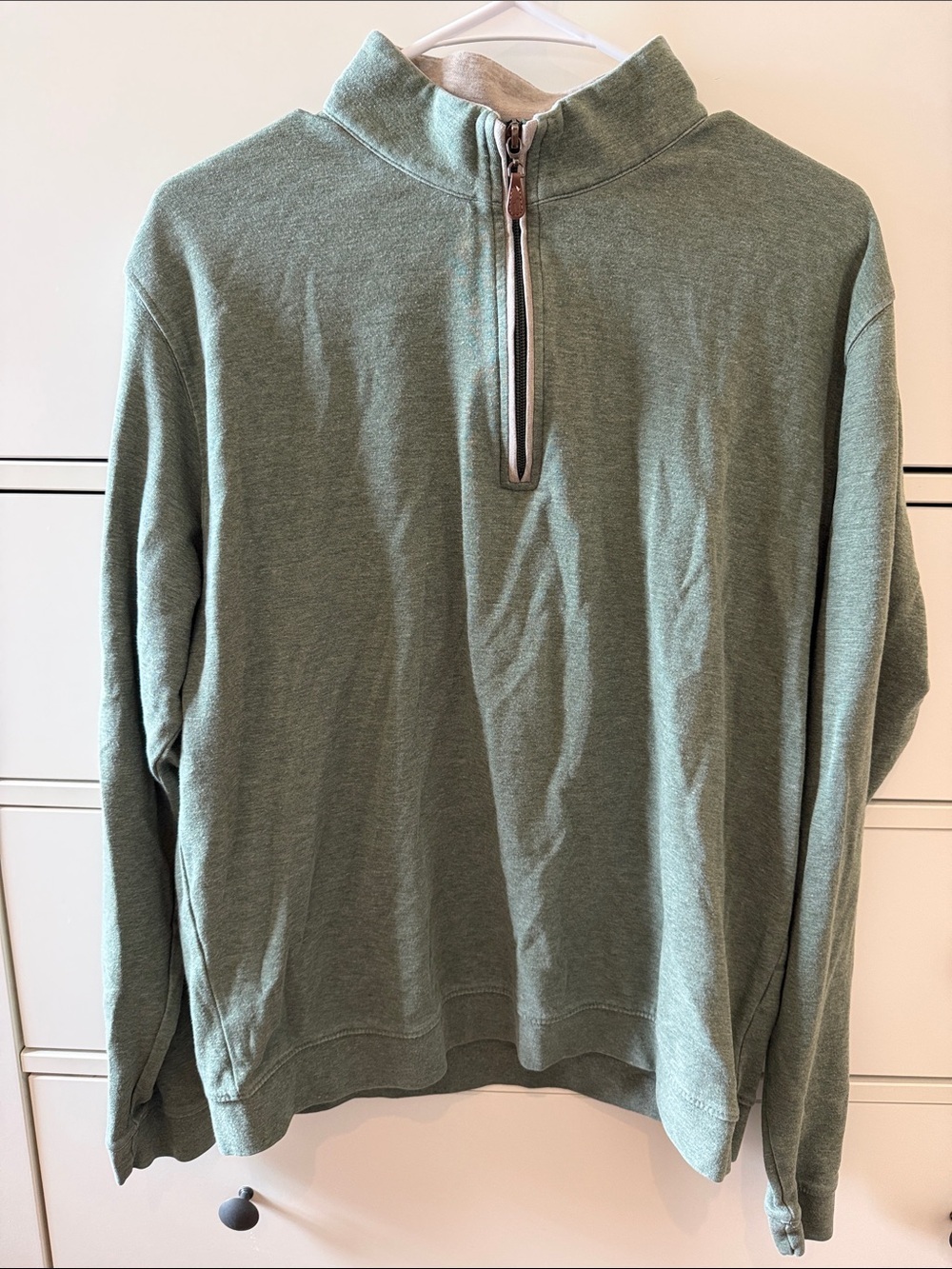 johnnie-O Men's Sully Quarter-Zip Sweater in Evergreen/Sage Green